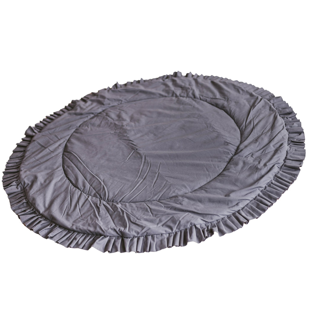 Kids Playmat with Ruffled Border in Grey