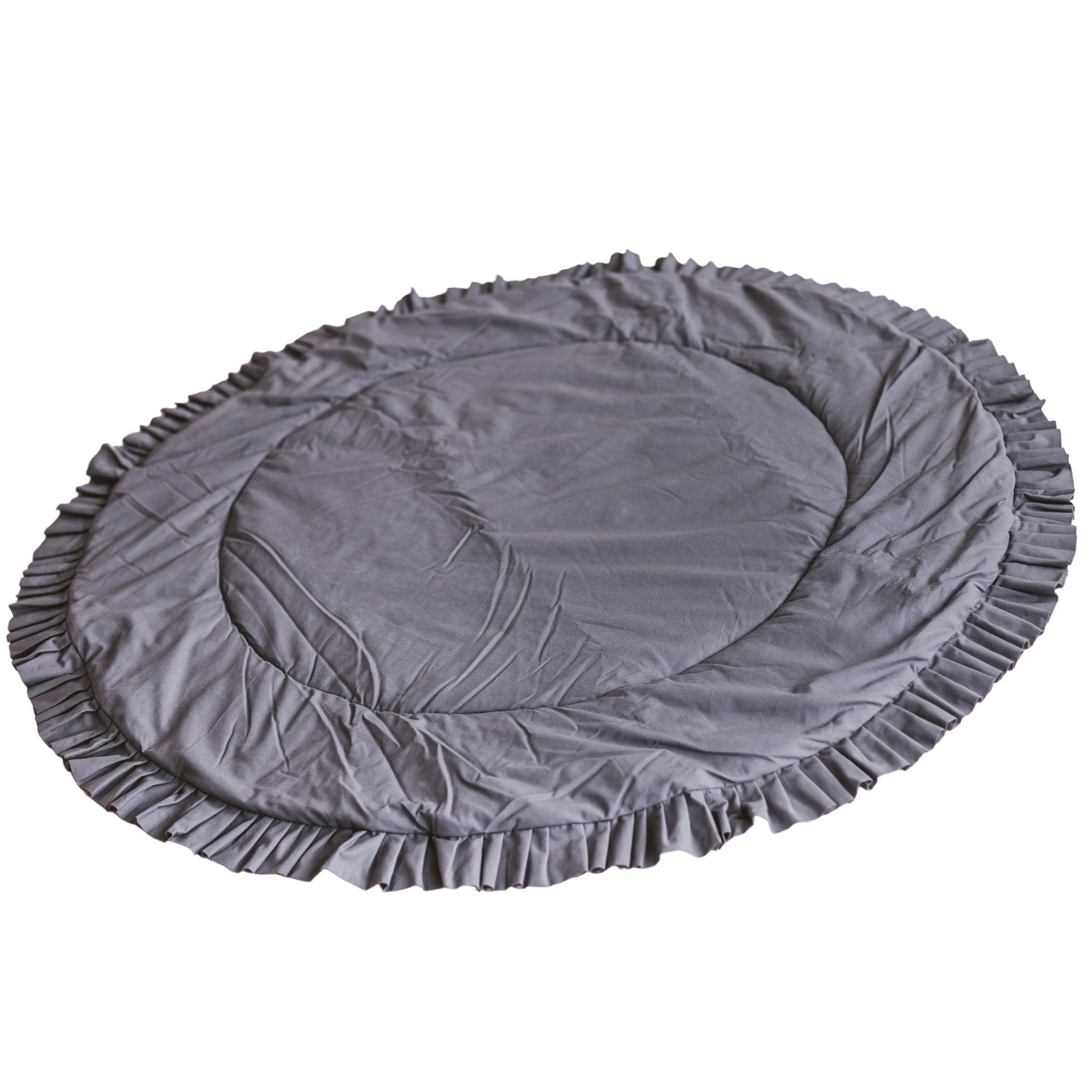 Kids Playmat with Ruffled Border in Grey