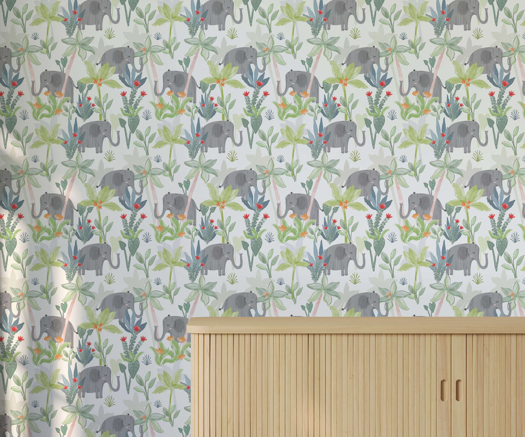 Rufus Elephant Wallpaper for Nurseries and Children's Rooms