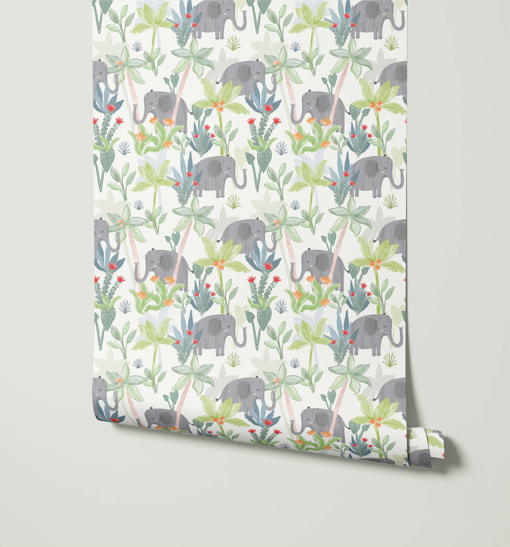 Rufus Elephant Wallpaper for Nurseries and Children's Rooms