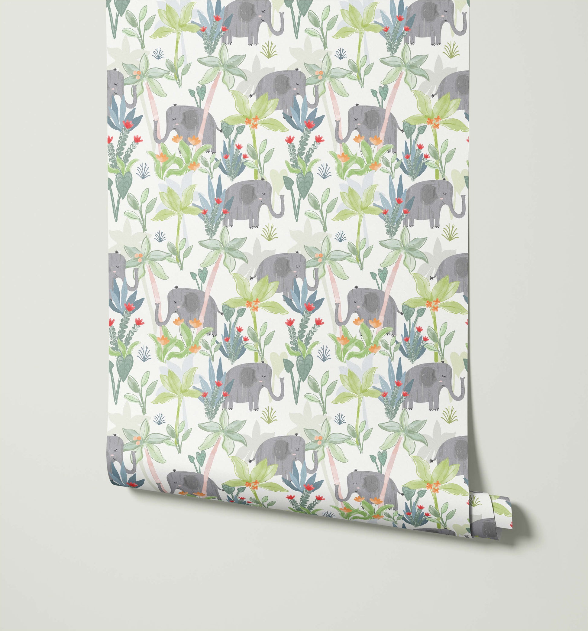 Rufus Elephant Wallpaper for Nurseries and Children's Rooms