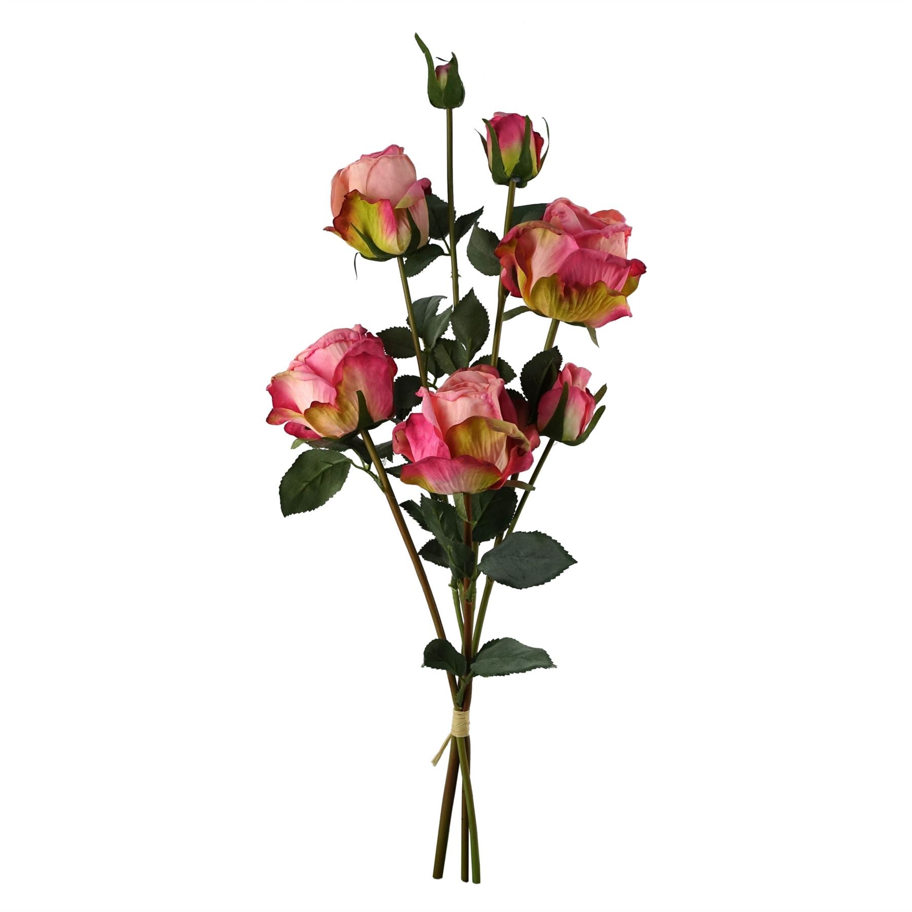 60cm Pink Rose Artificial Flower Display in Glass Vase