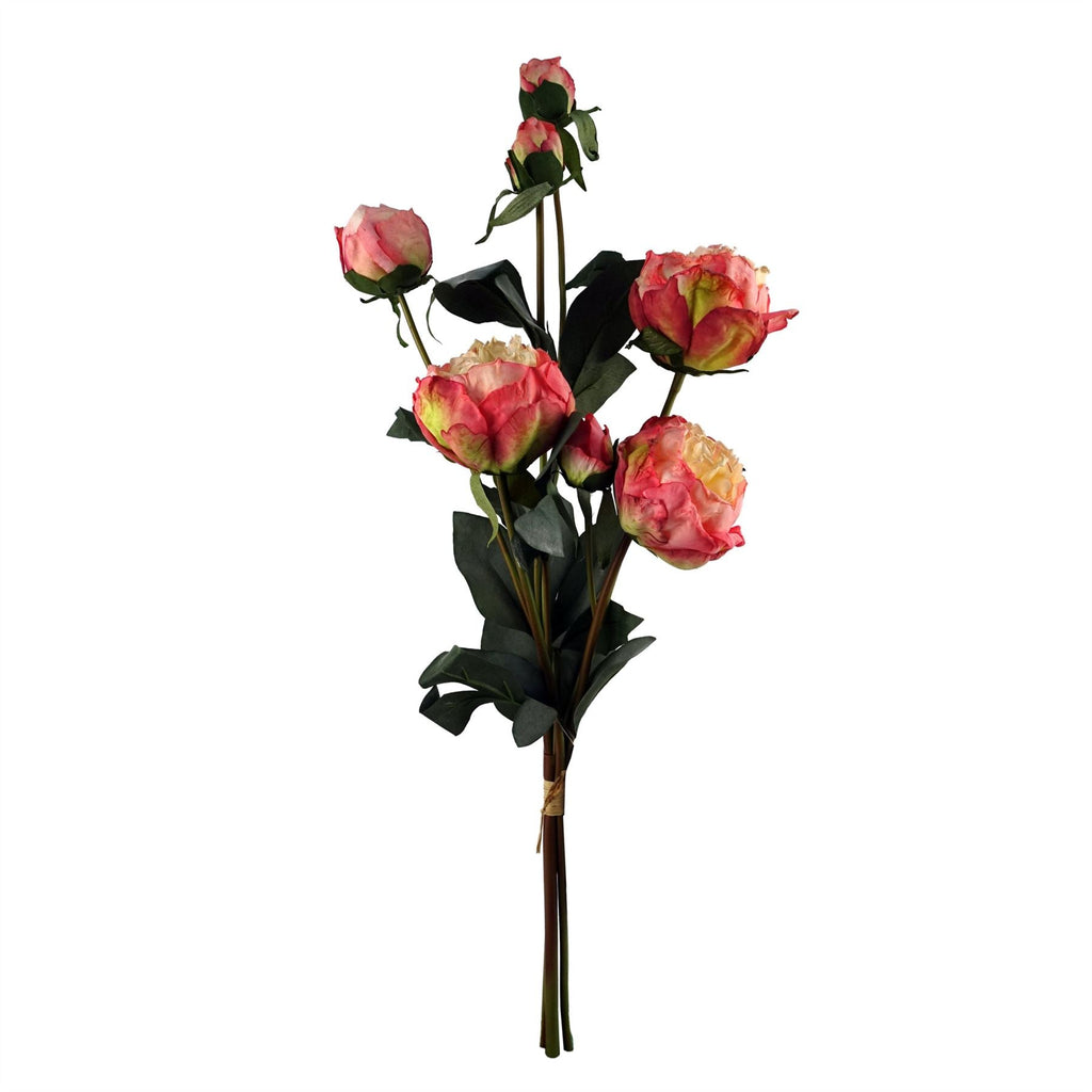 Pink Peony Artificial Flower Stems Bundle 6 Pack
