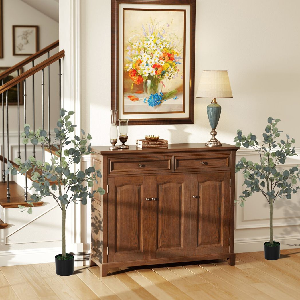 Artificial Eucalyptus Trees 2 Pack Faux Silk Plants 120cm