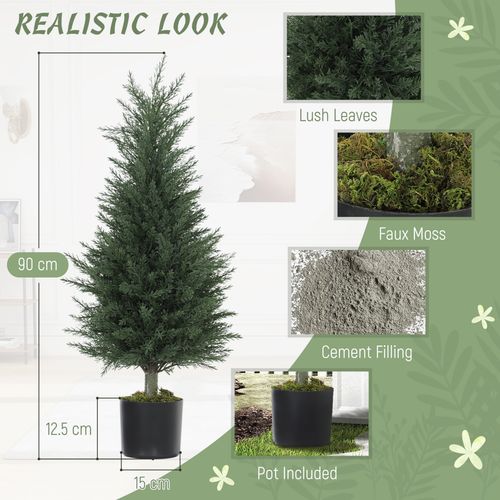 Set of 2 Decorative Artificial Cypress Plants for Home Decor