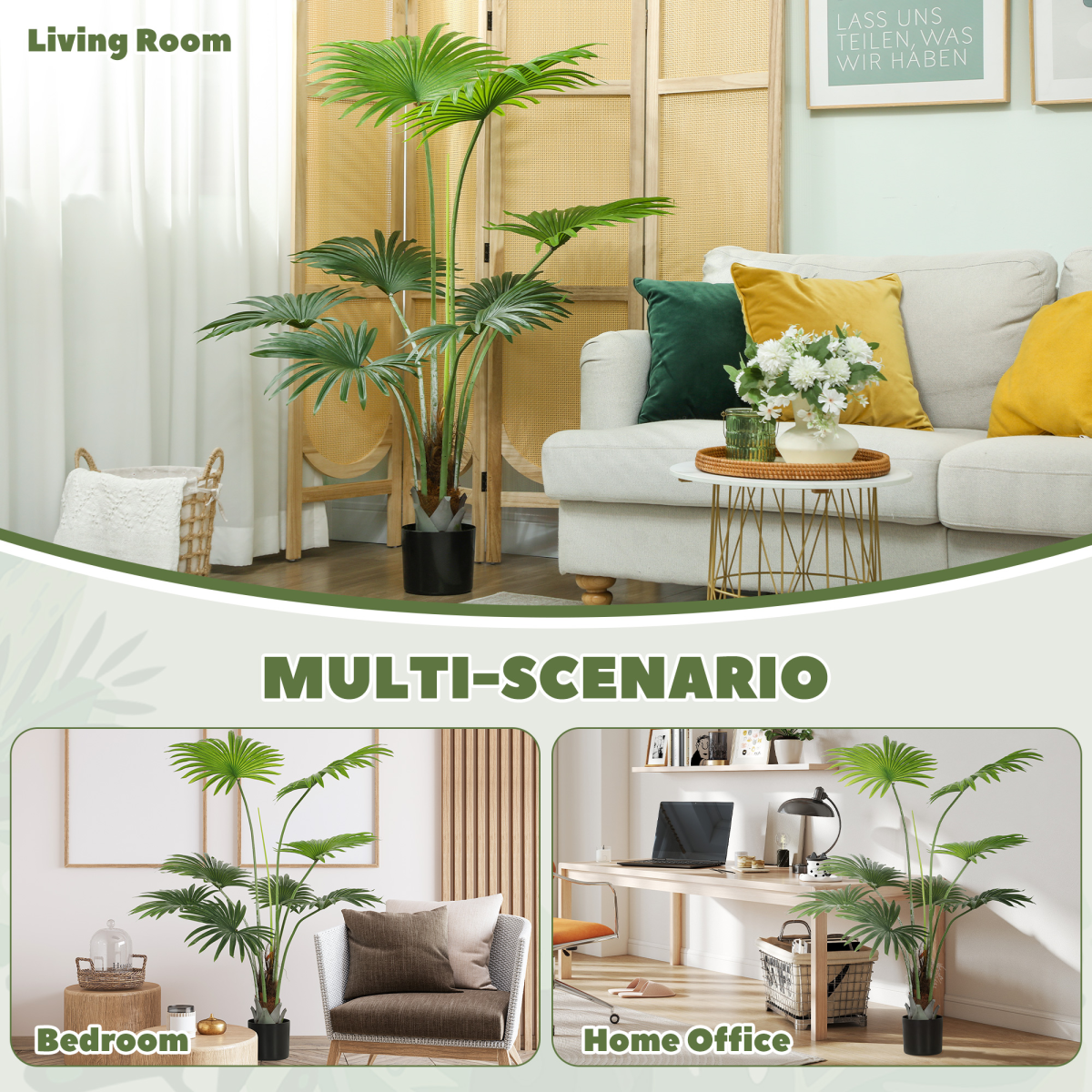 Artificial Palm Tree Plant 145cm with Realistic Leaves