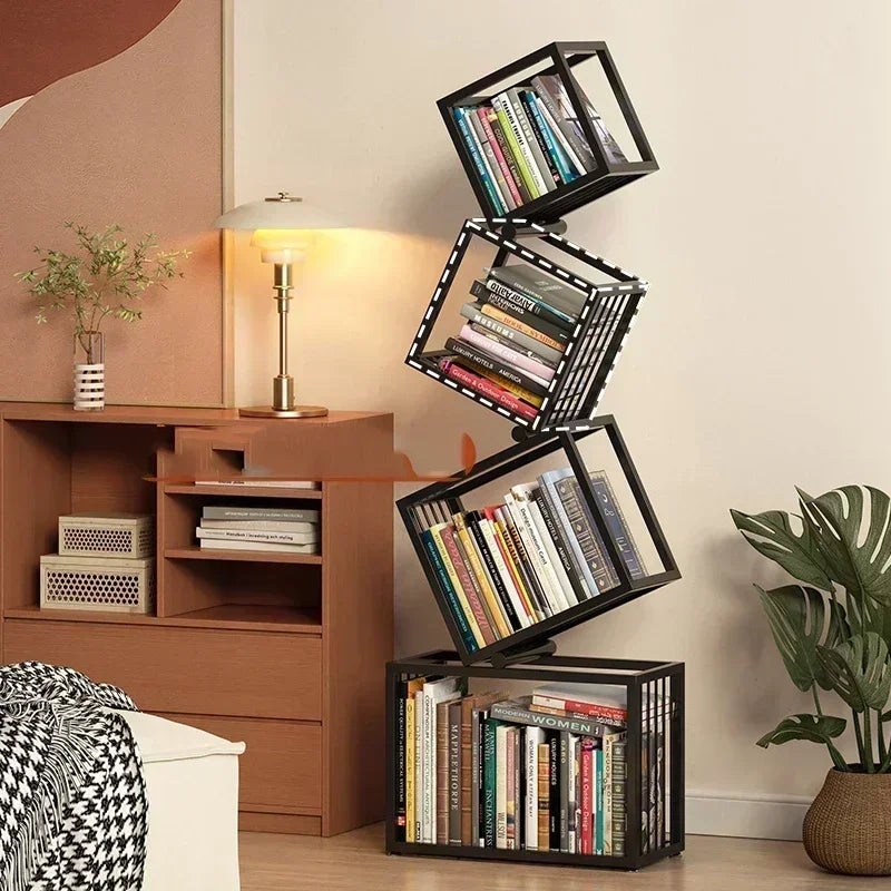 Rotating Cube Bookshelf