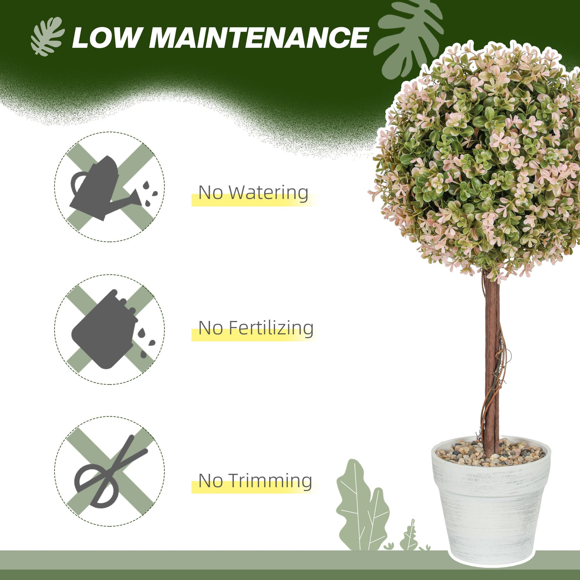 Set of 2 Cream White Artificial Murraya Plants 60cm