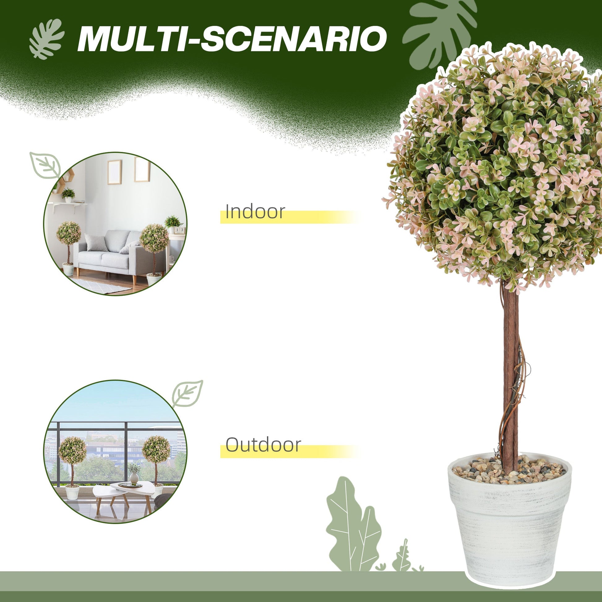 Set of 2 Cream White Artificial Murraya Plants 60cm