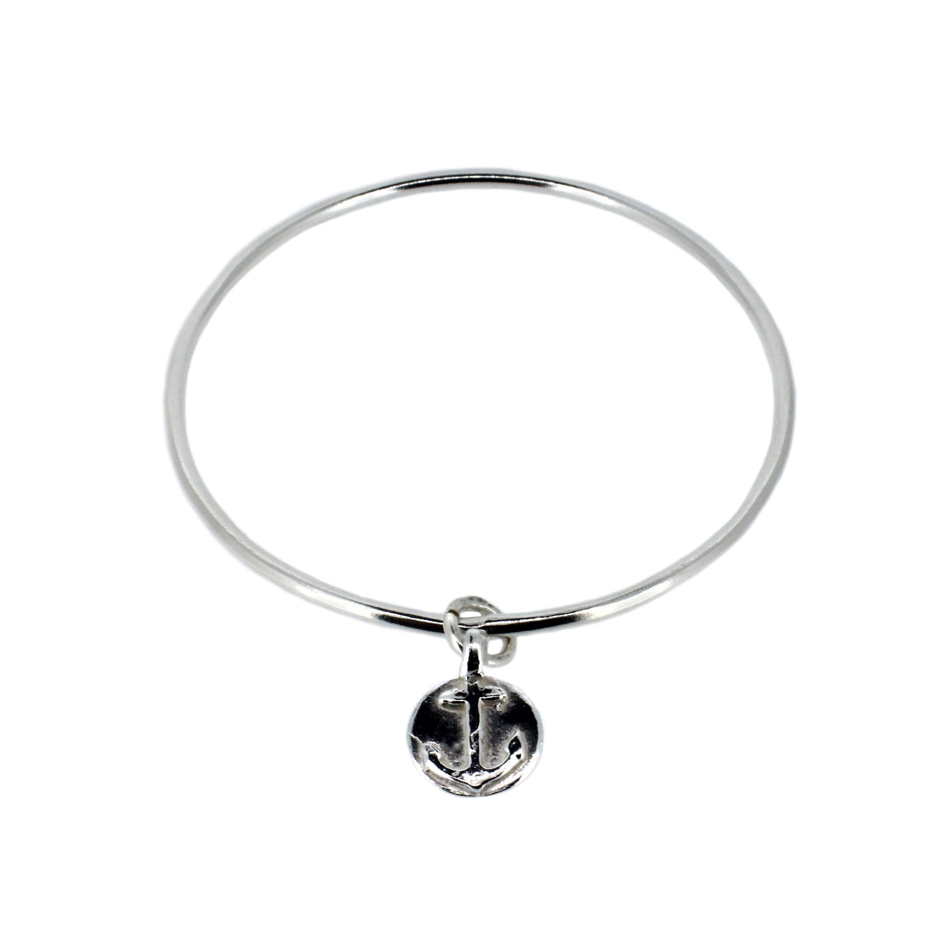 Anchor Disc Silver Bangle