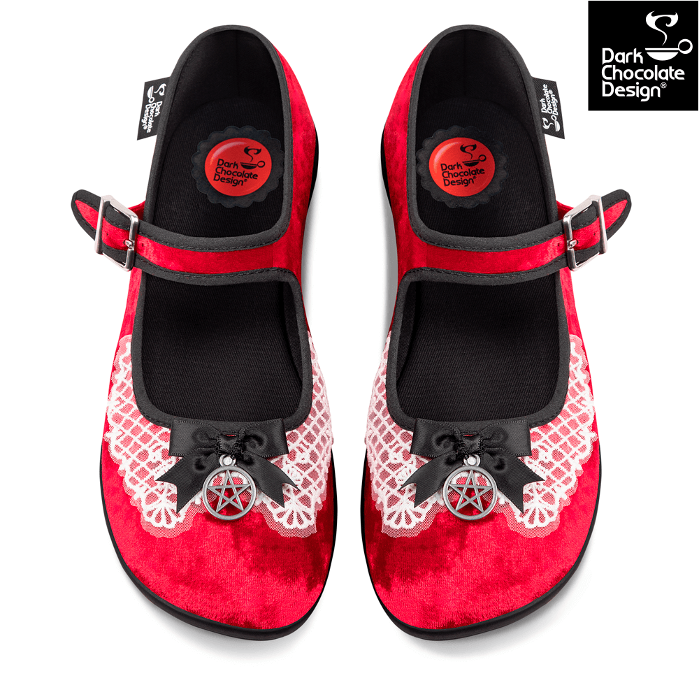 Sabrina Women's Mary Jane Flat Shoes in Red Velvet