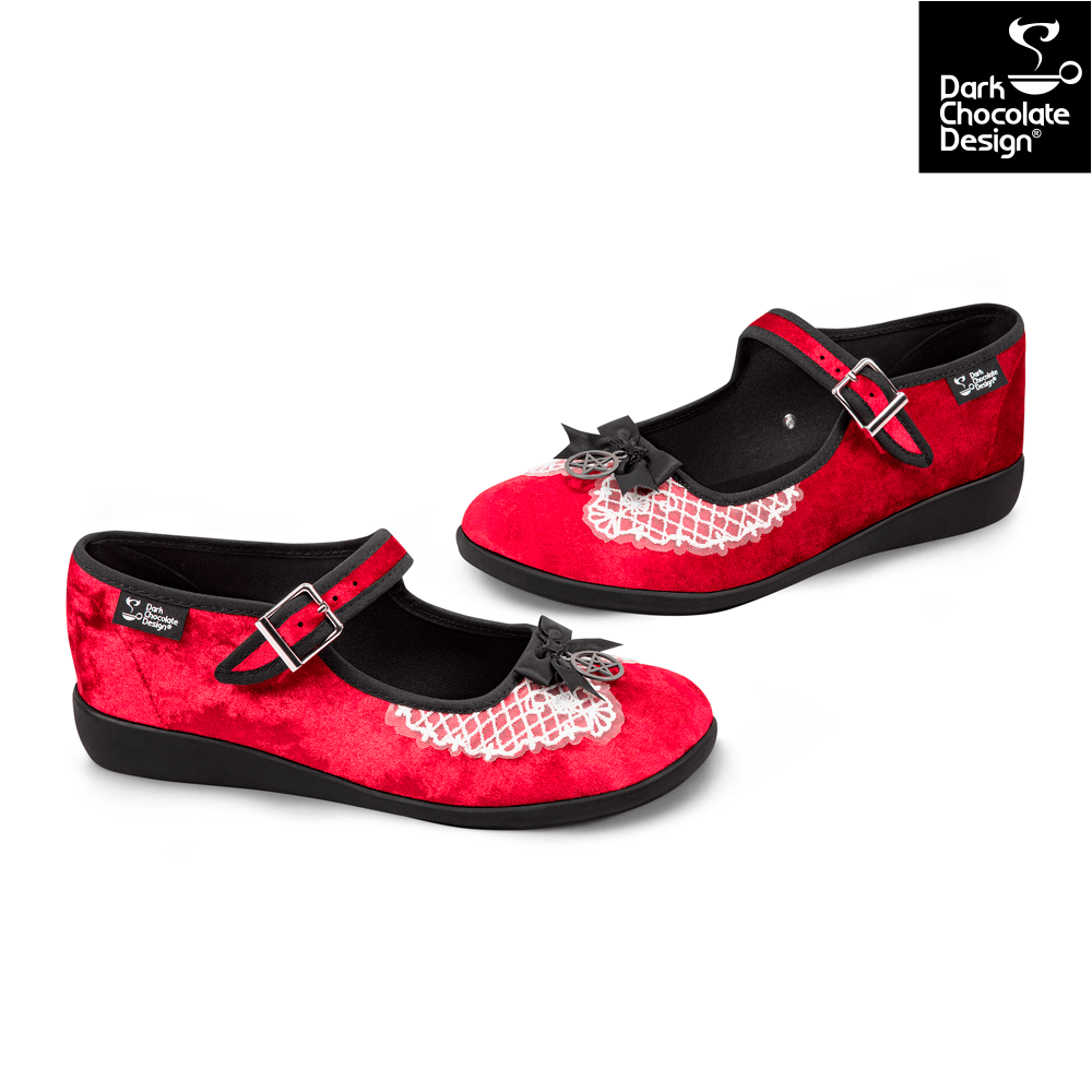 Sabrina Women's Mary Jane Flat Shoes in Red Velvet