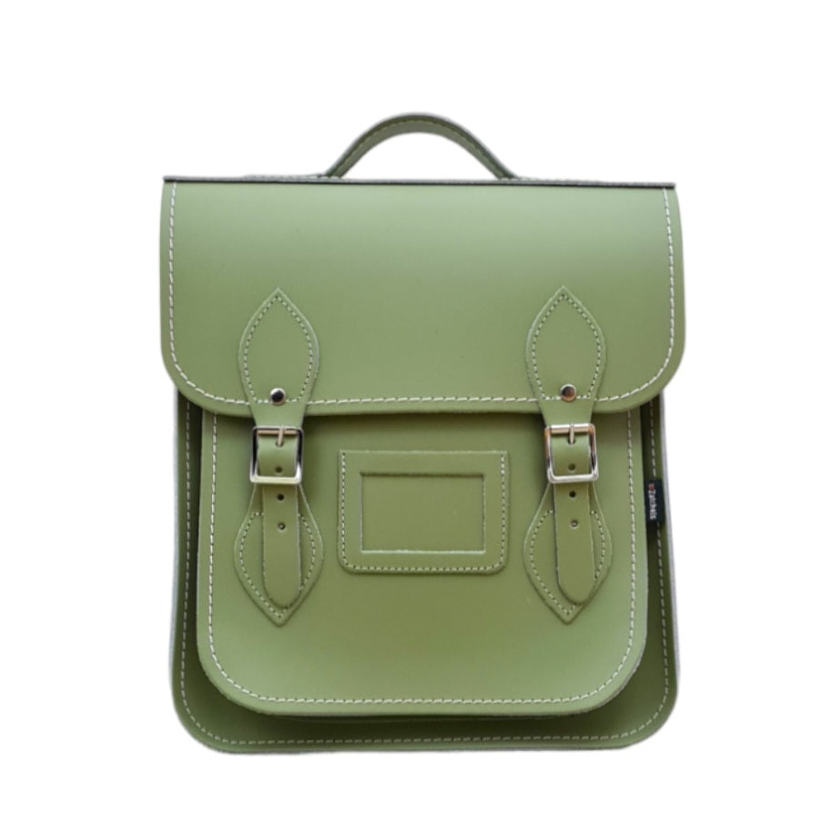 Handmade Leather City Backpack in Sage Green