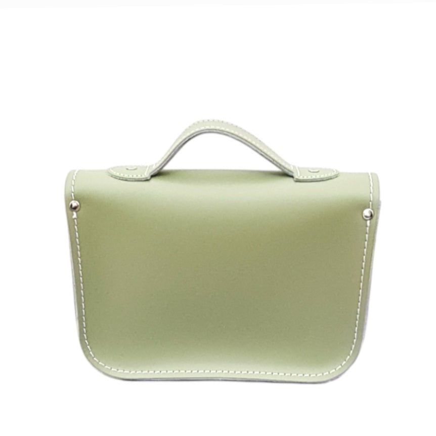 Leather Midi Satchel in Sage Green