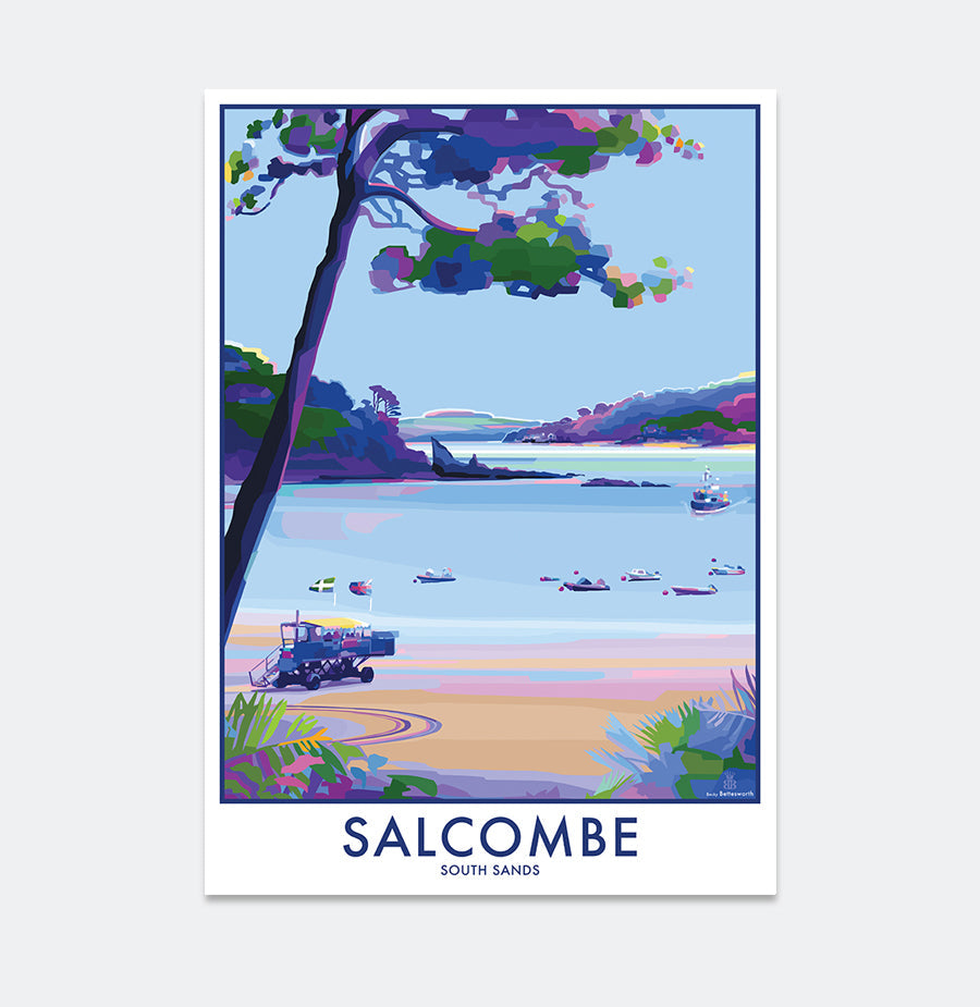 South Sands Salcombe Vintage Travel Poster Print
