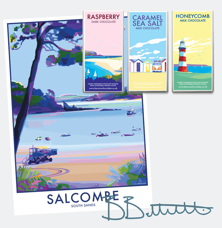 South Sands Salcombe Vintage Travel Poster Print