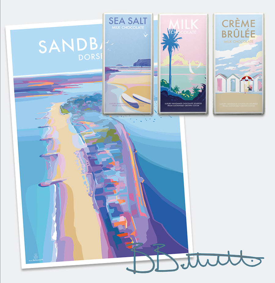 Sandbanks Vintage Seaside Travel Poster Print