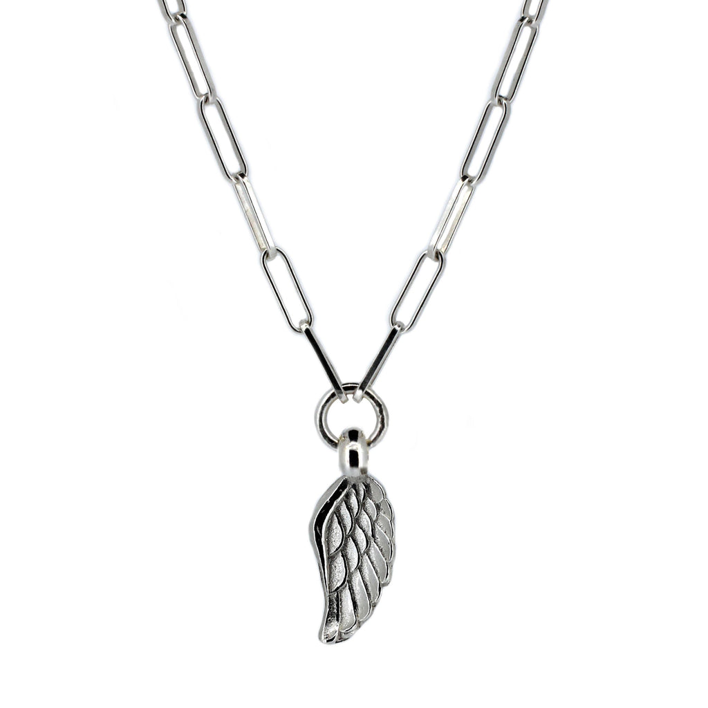 Angel Wing Trace Chain Necklace in Sterling Silver