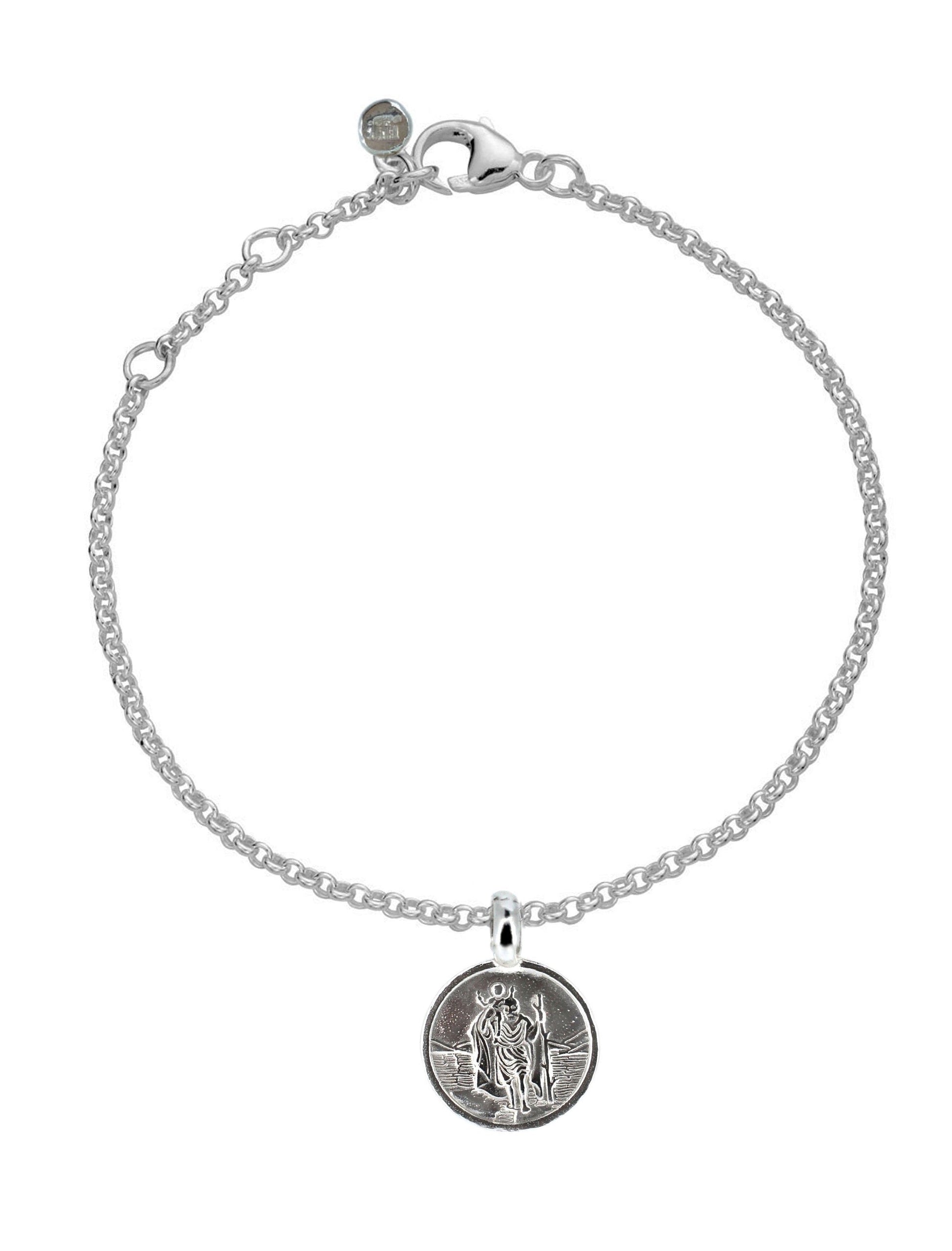 St Christopher Chain Anklet in Sterling Silver