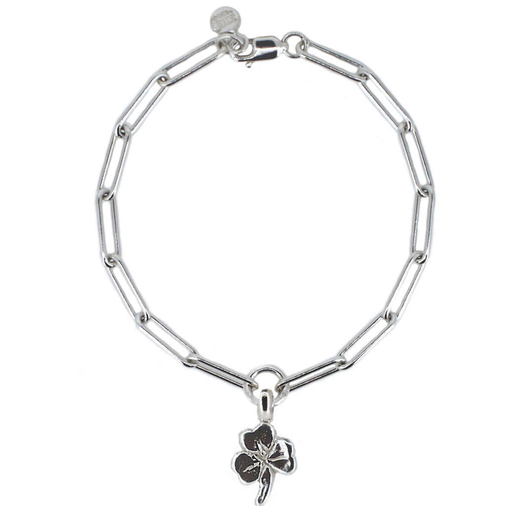Lucky Clover Trace Chain Bracelet in Sterling Silver