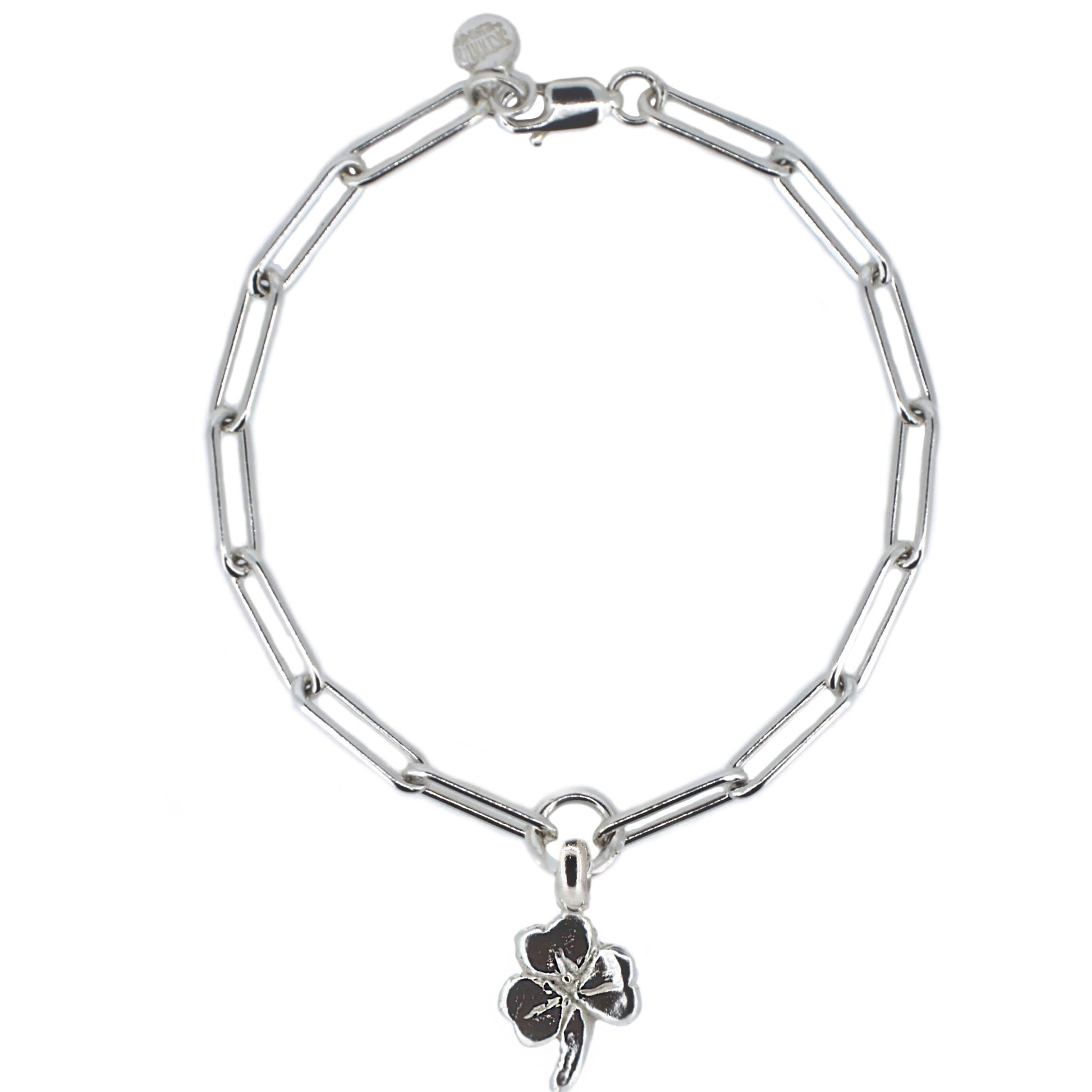 Lucky Clover Trace Chain Bracelet in Sterling Silver