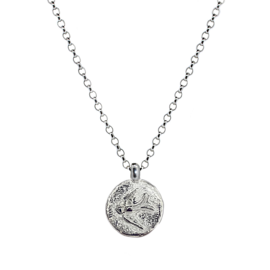 Sterling Silver Swallow Disc Necklace