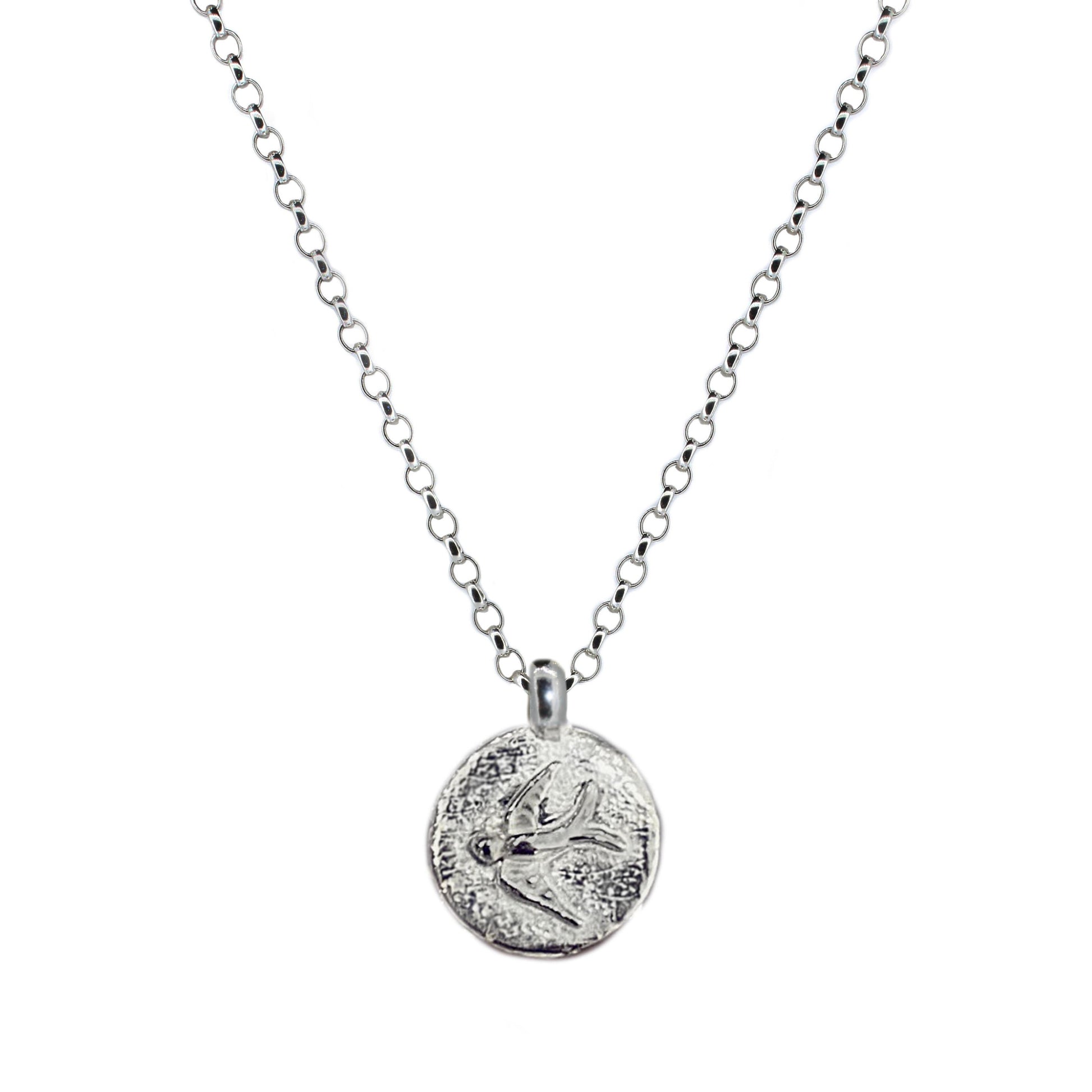 Sterling Silver Swallow Disc Necklace