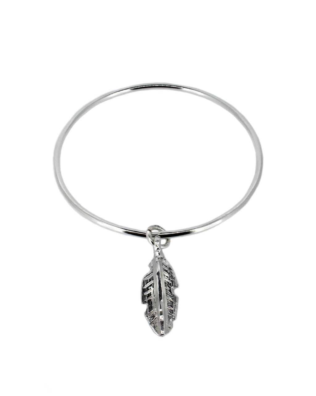 Recycled Silver Feather Charm Bangle