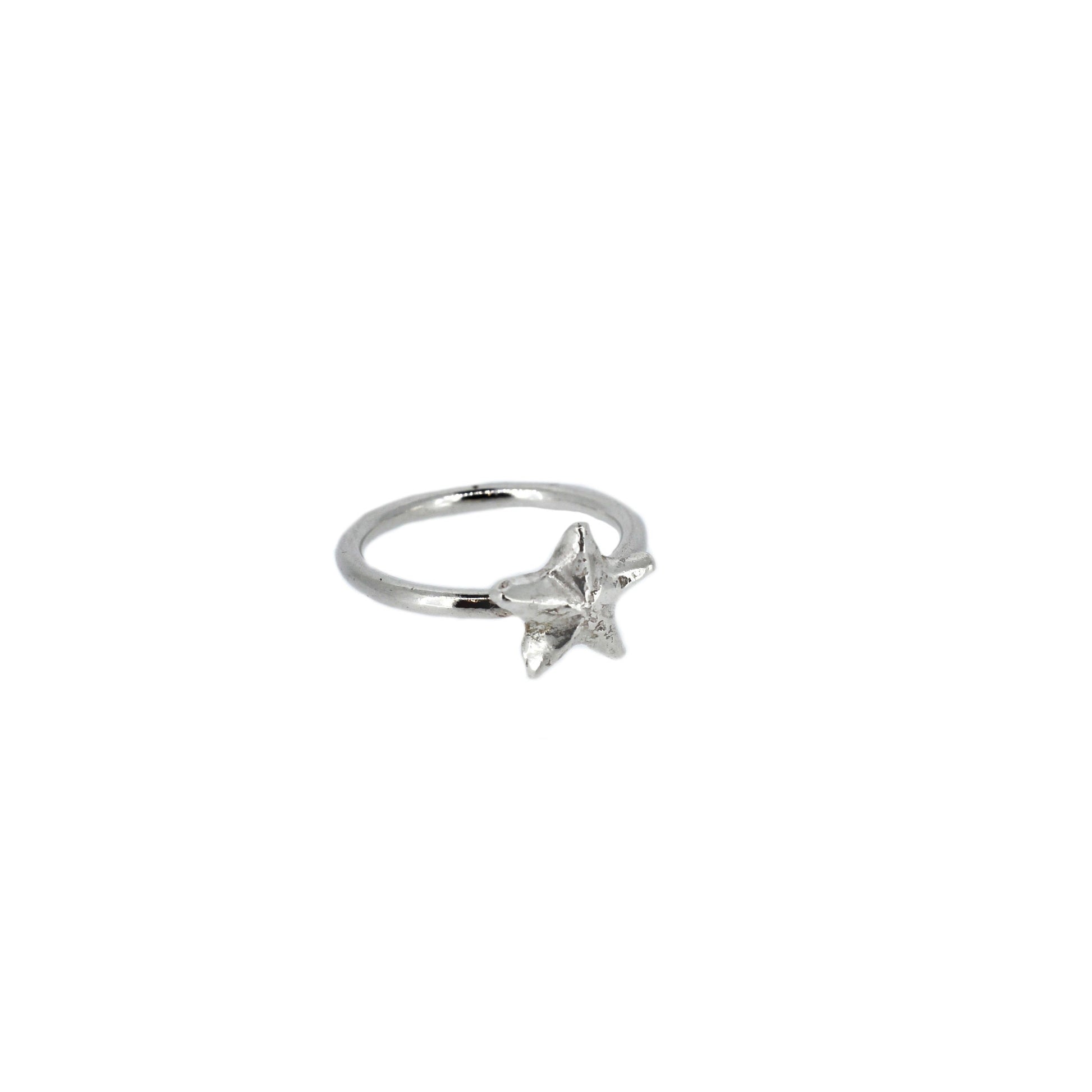 Starfish Charm Ring in Recycled Silver