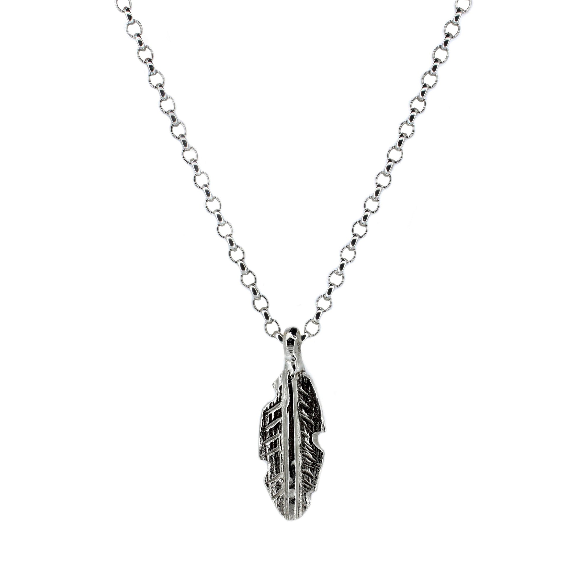 Recycled Sterling Silver Feather Necklace