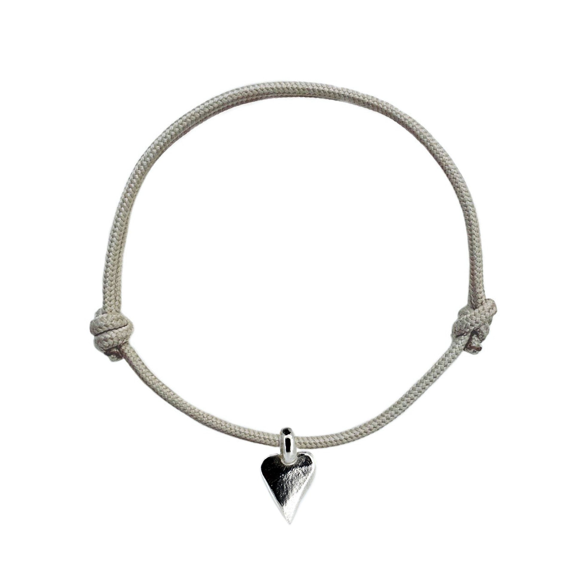 Heart Charm Rope Bracelet in Recycled Silver