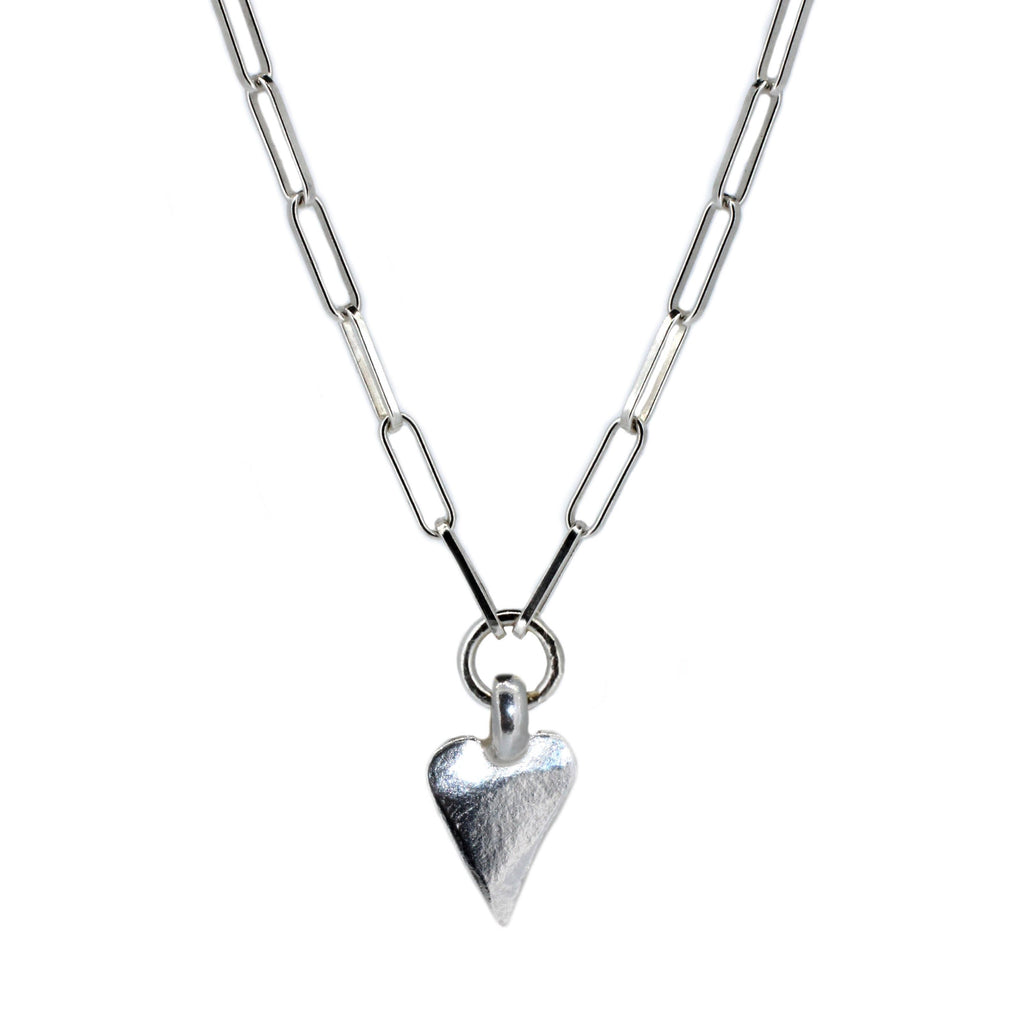 Heart Trace Chain Necklace in Sterling Silver