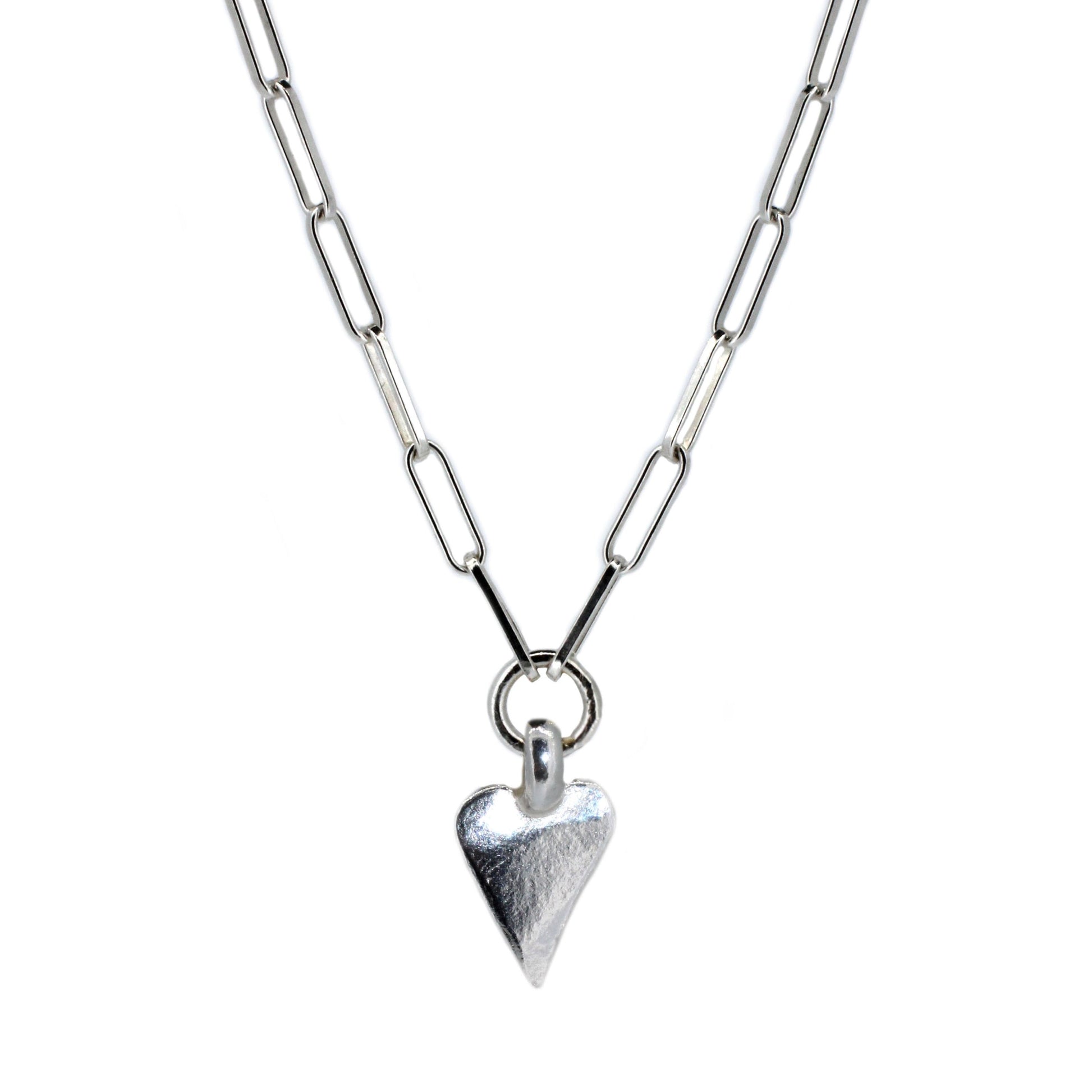 Heart Trace Chain Necklace in Sterling Silver
