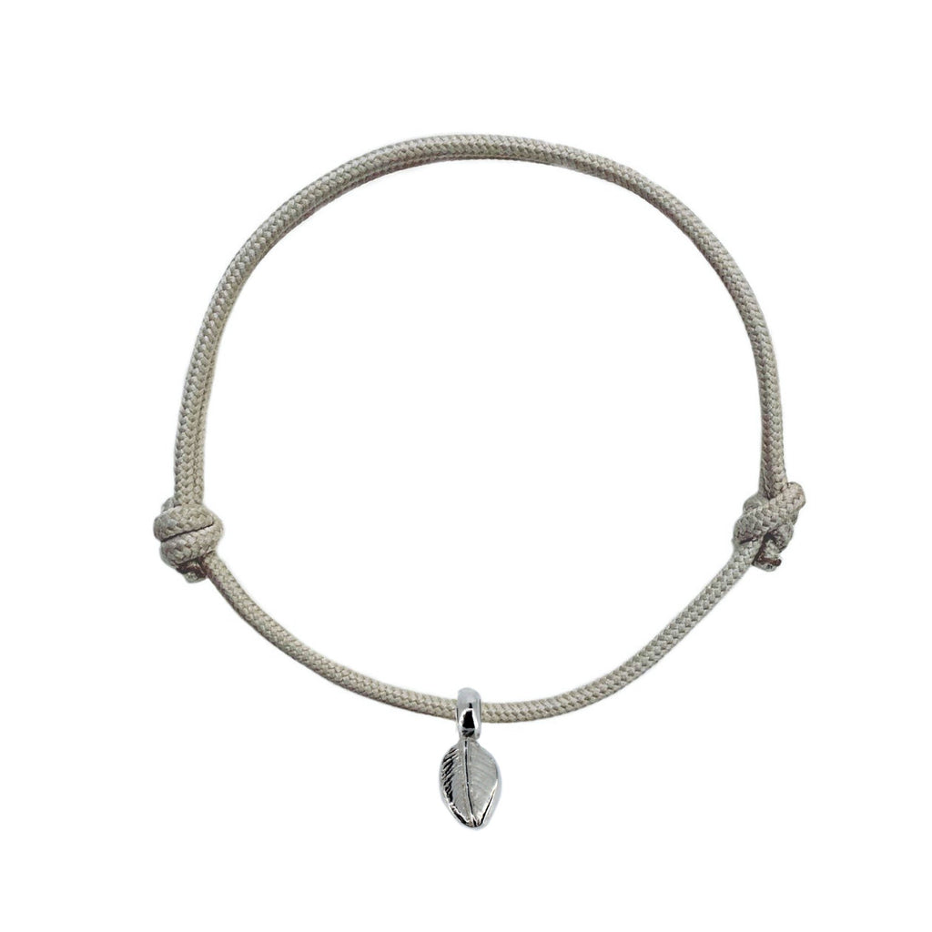 Leaf Charm Rope Bracelet in Sterling Silver