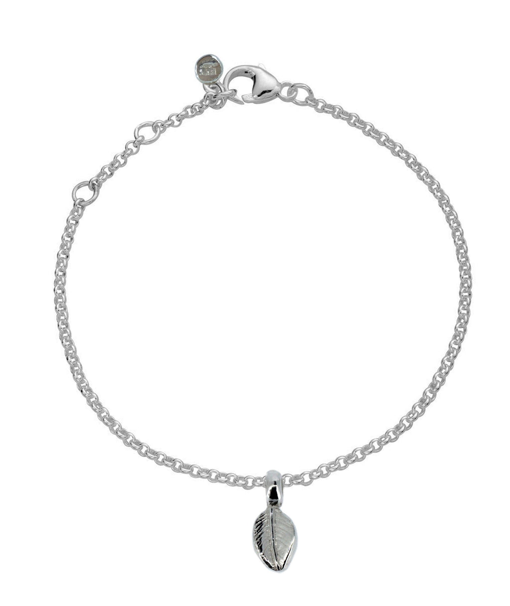 Sterling Silver Leaf Charm Bracelet with Adjustable Sizing