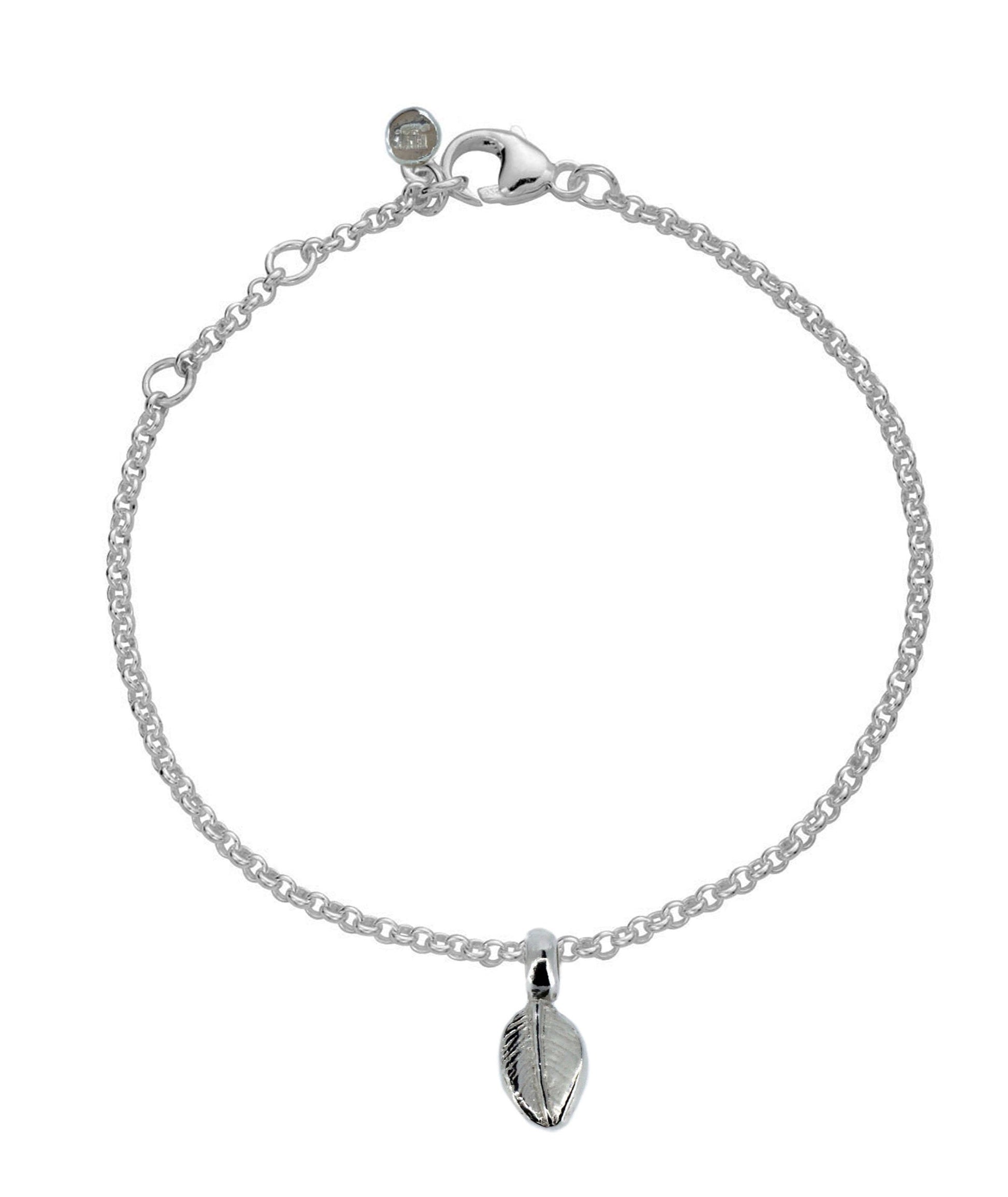 Sterling Silver Leaf Charm Bracelet with Adjustable Sizing