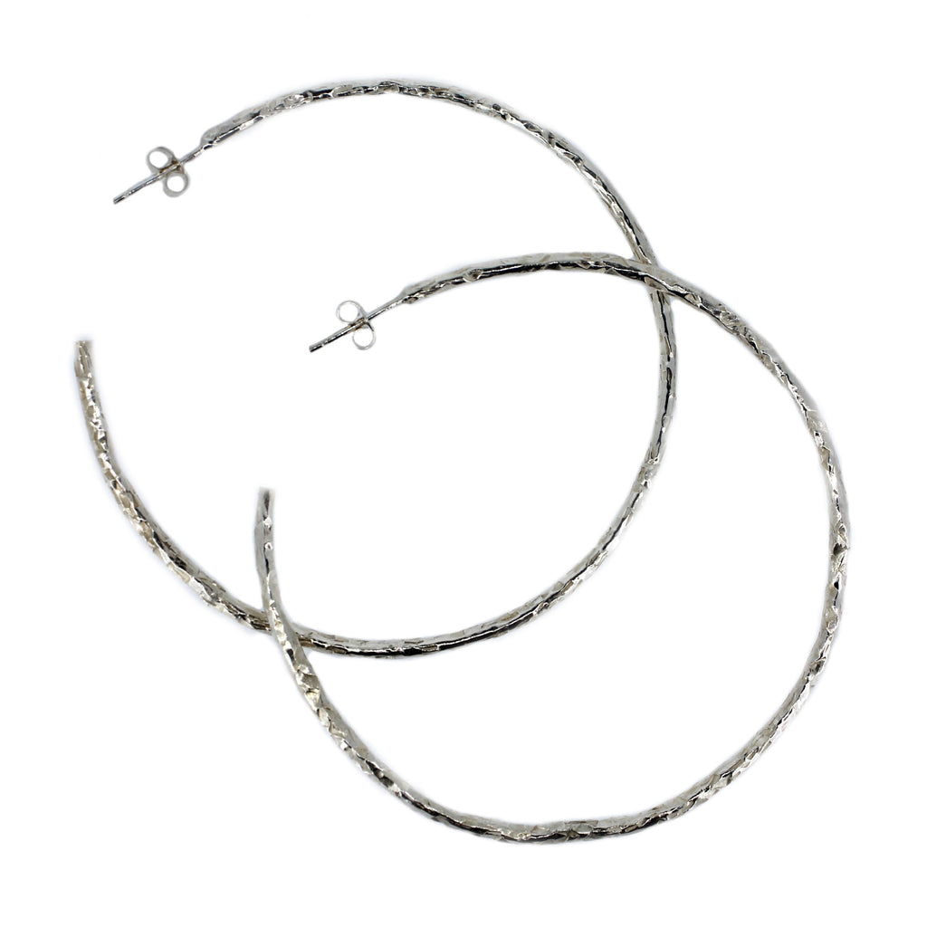Maxi Textured Silver Hoops