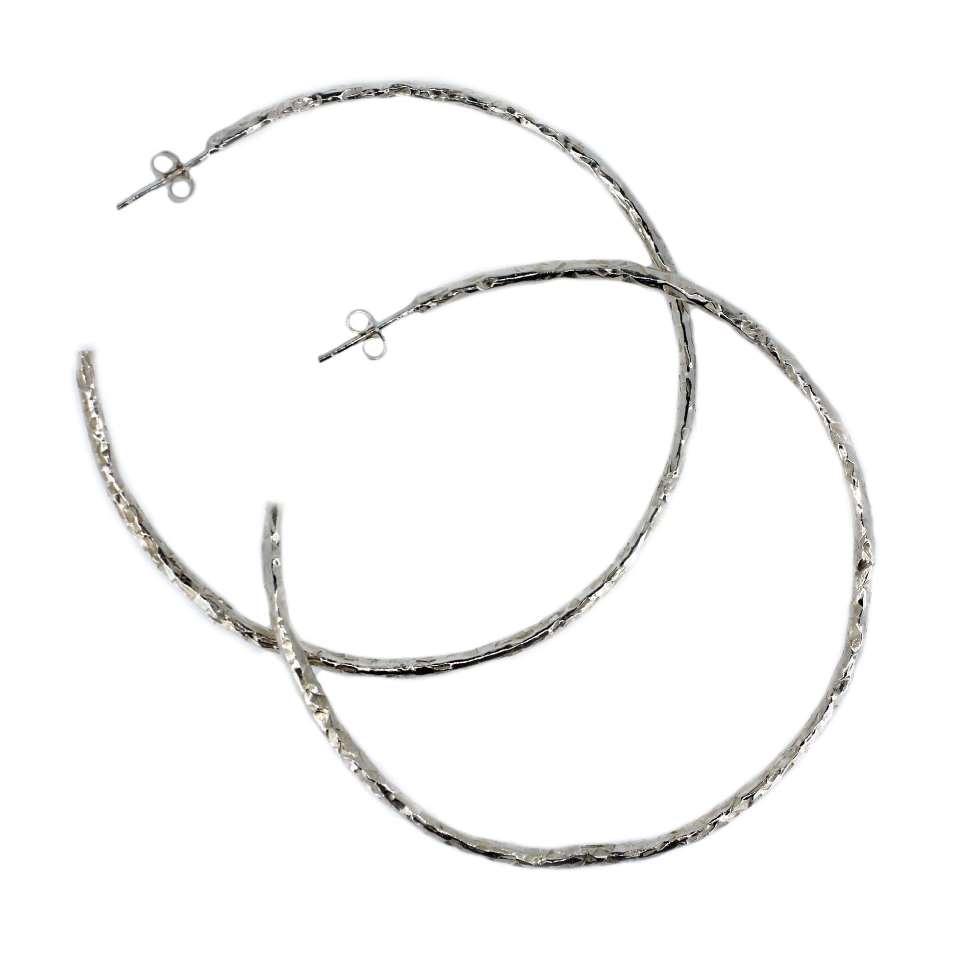 Maxi Textured Silver Hoops