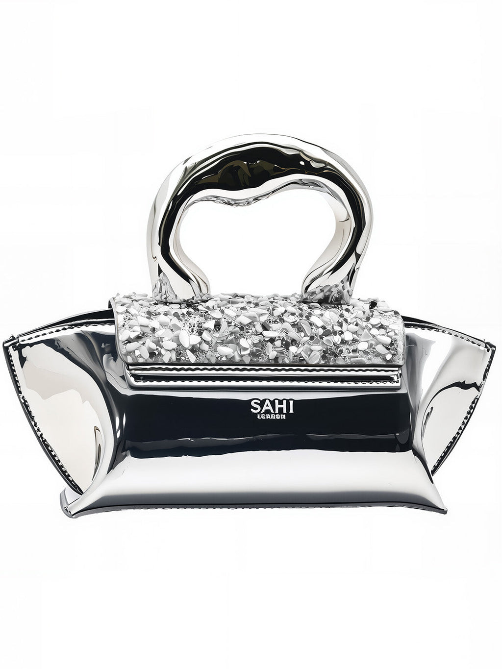 Silver Vegan Leather Crossbody Handbag
