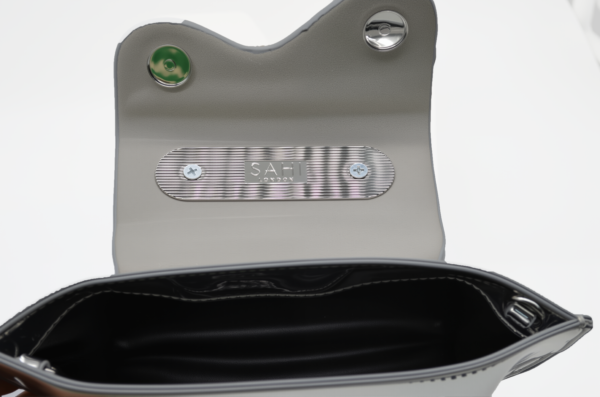 Silver Vegan Leather Crossbody Handbag