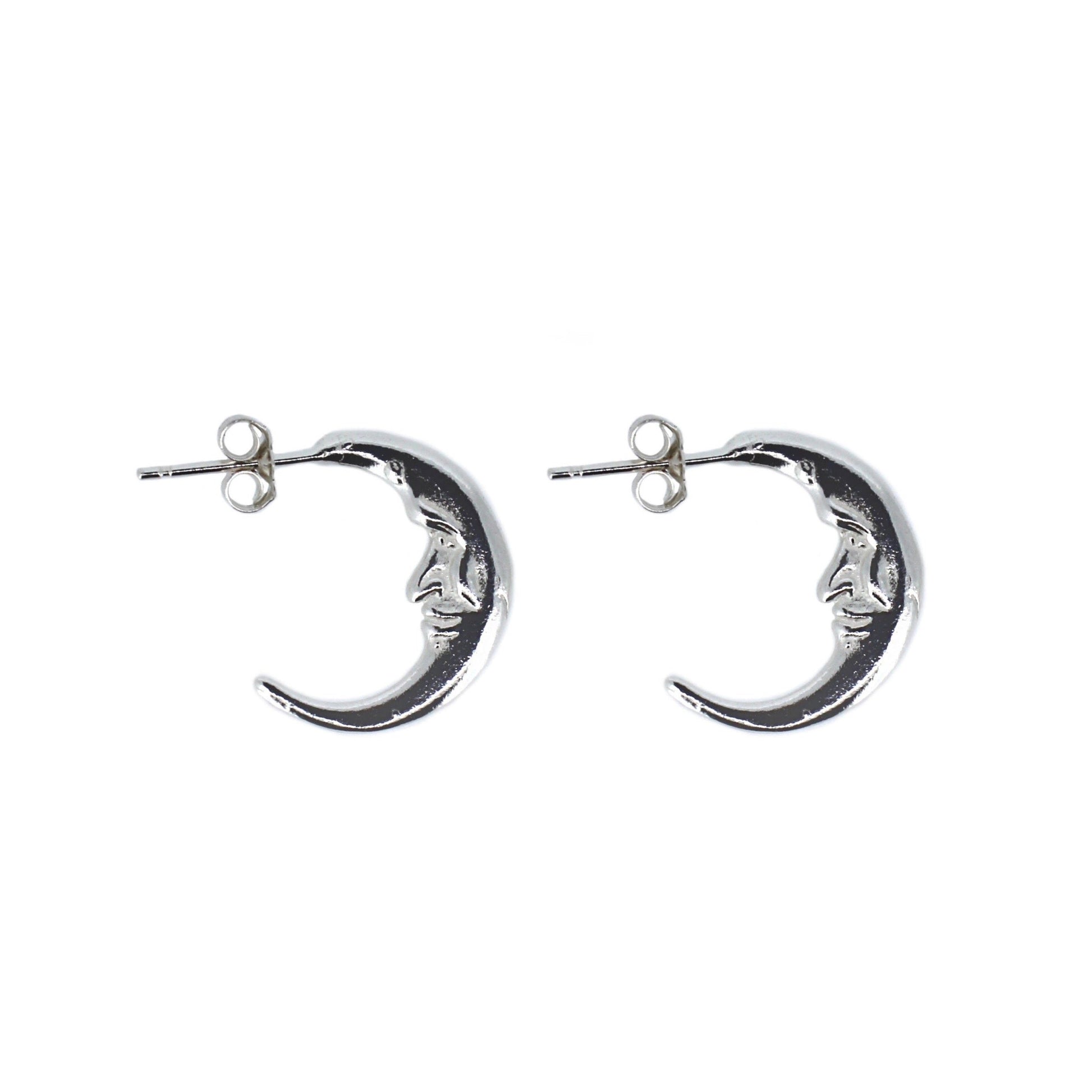Sterling Silver Moon Sleeper Hoops