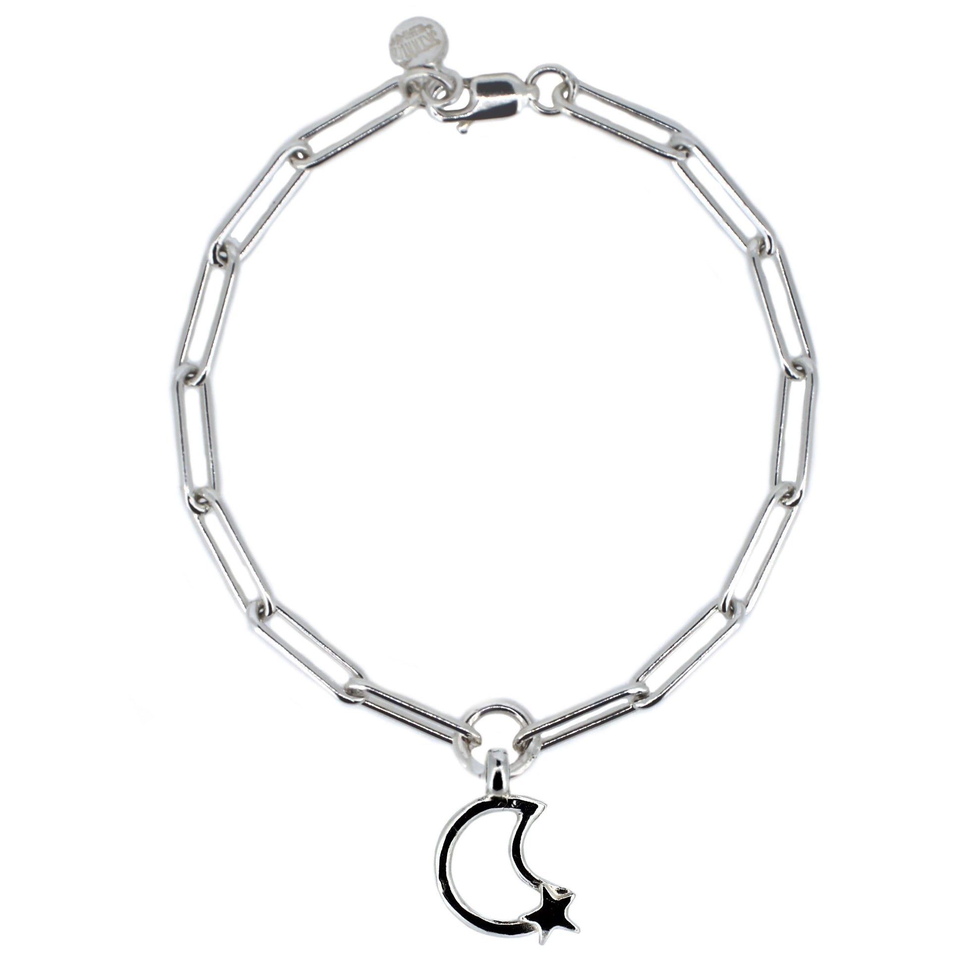 Moon and Back Trace Chain Bracelet in Sterling Silver