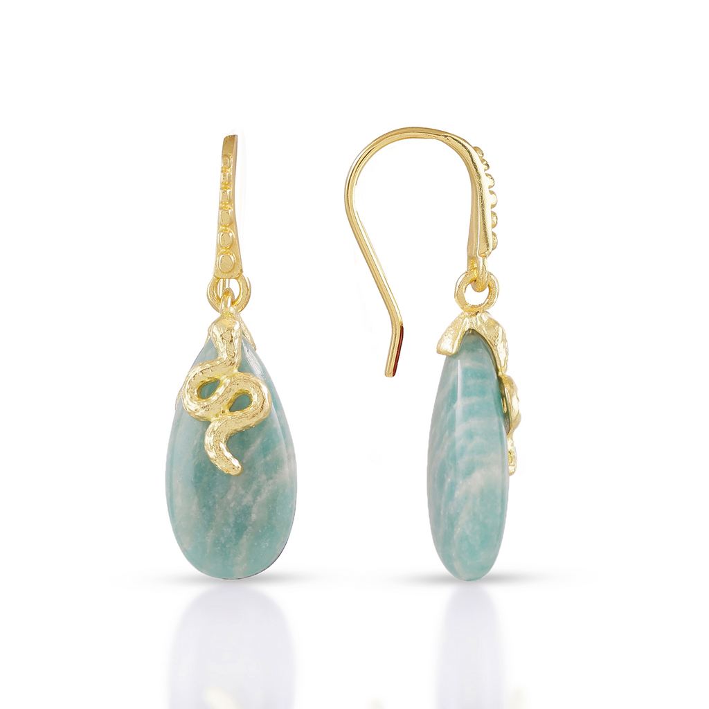 Medusa Gemstone Drop Earrings Amazonite
