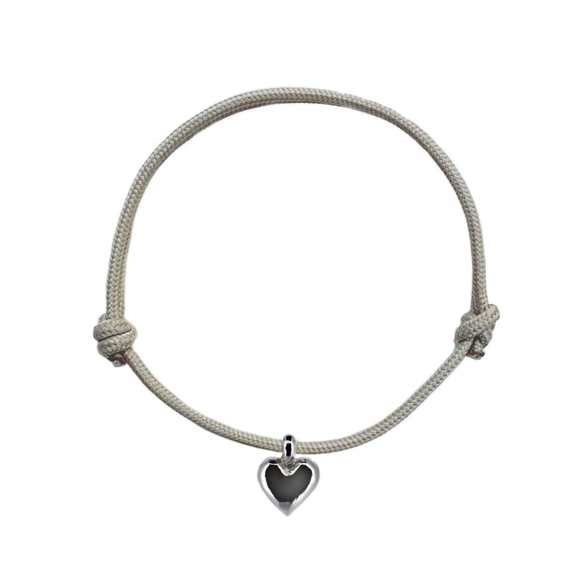Sweet Heart Charm Rope Bracelet in Recycled Sterling Silver