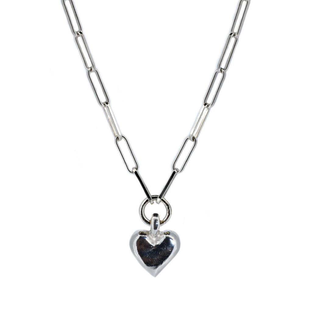 Sweet Heart Trace Chain Necklace in Sterling Silver