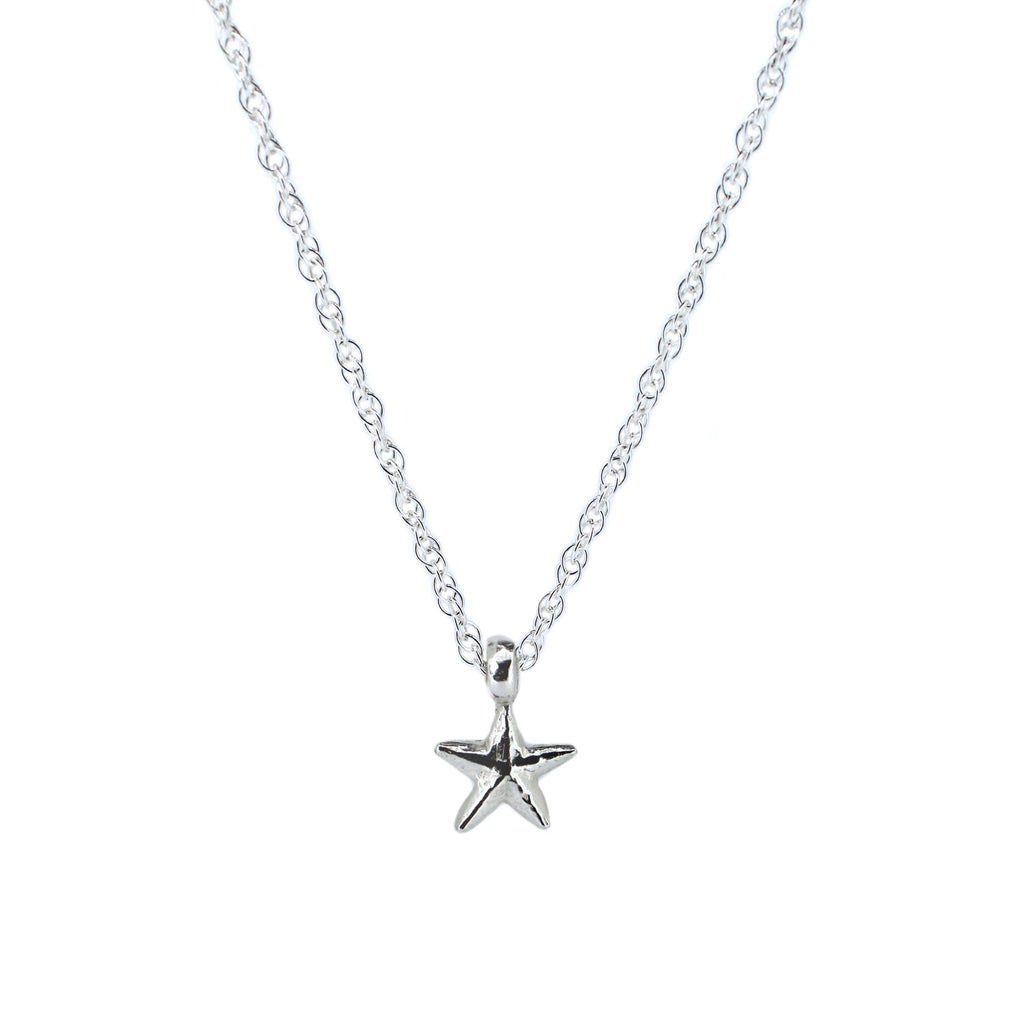 Starfish Rope Chain Necklace in Sterling Silver