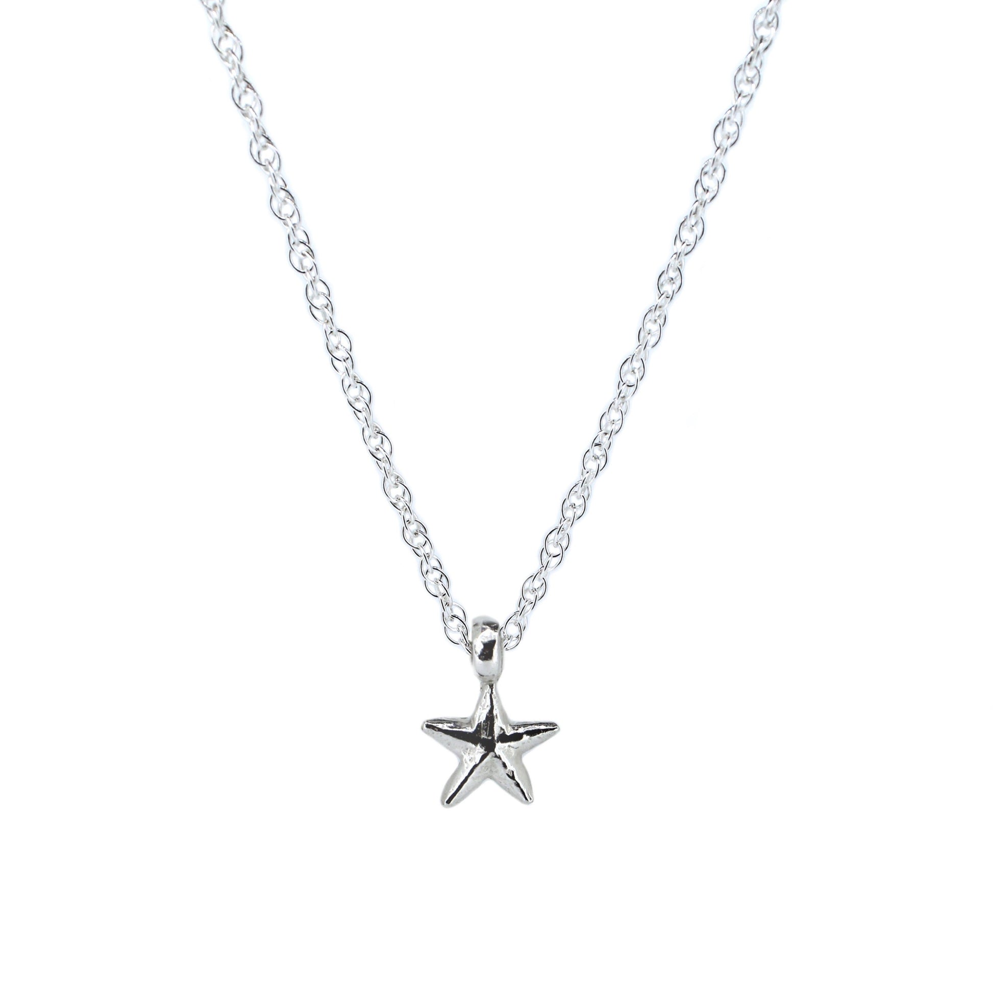 Starfish Rope Chain Necklace in Sterling Silver