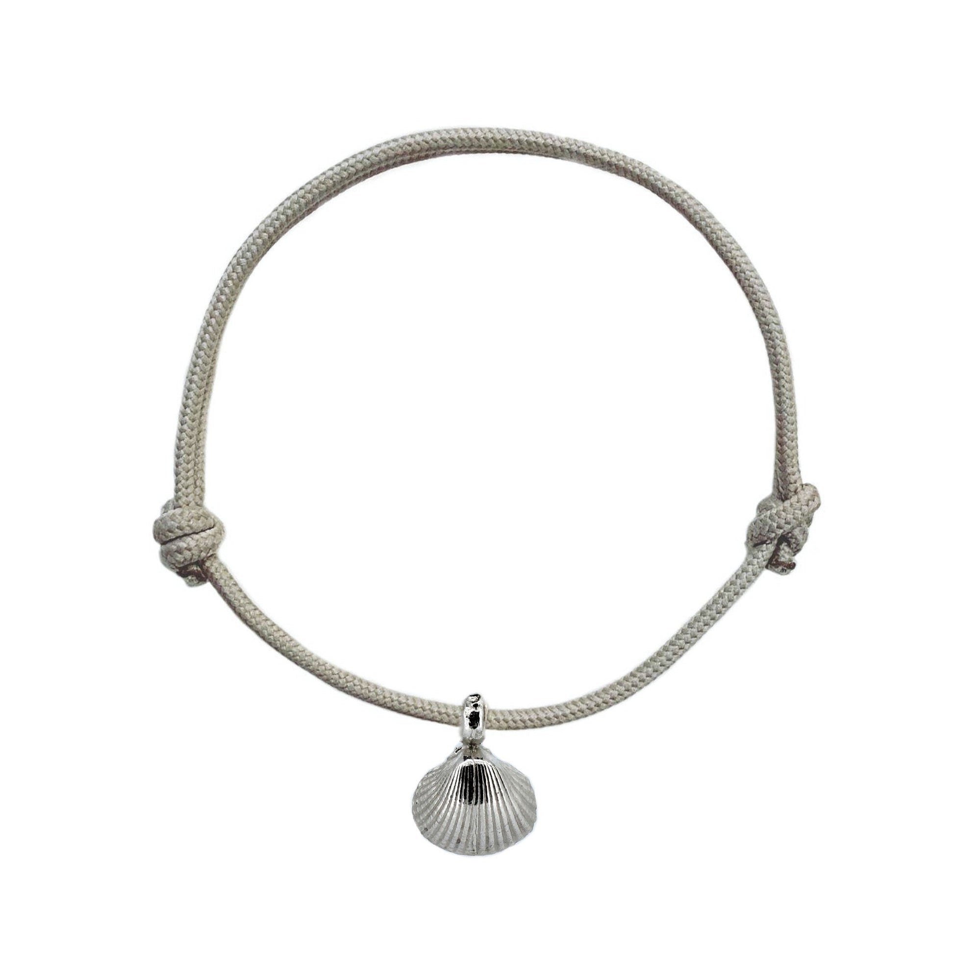 Shell Charm Rope Bracelet in Sterling Silver