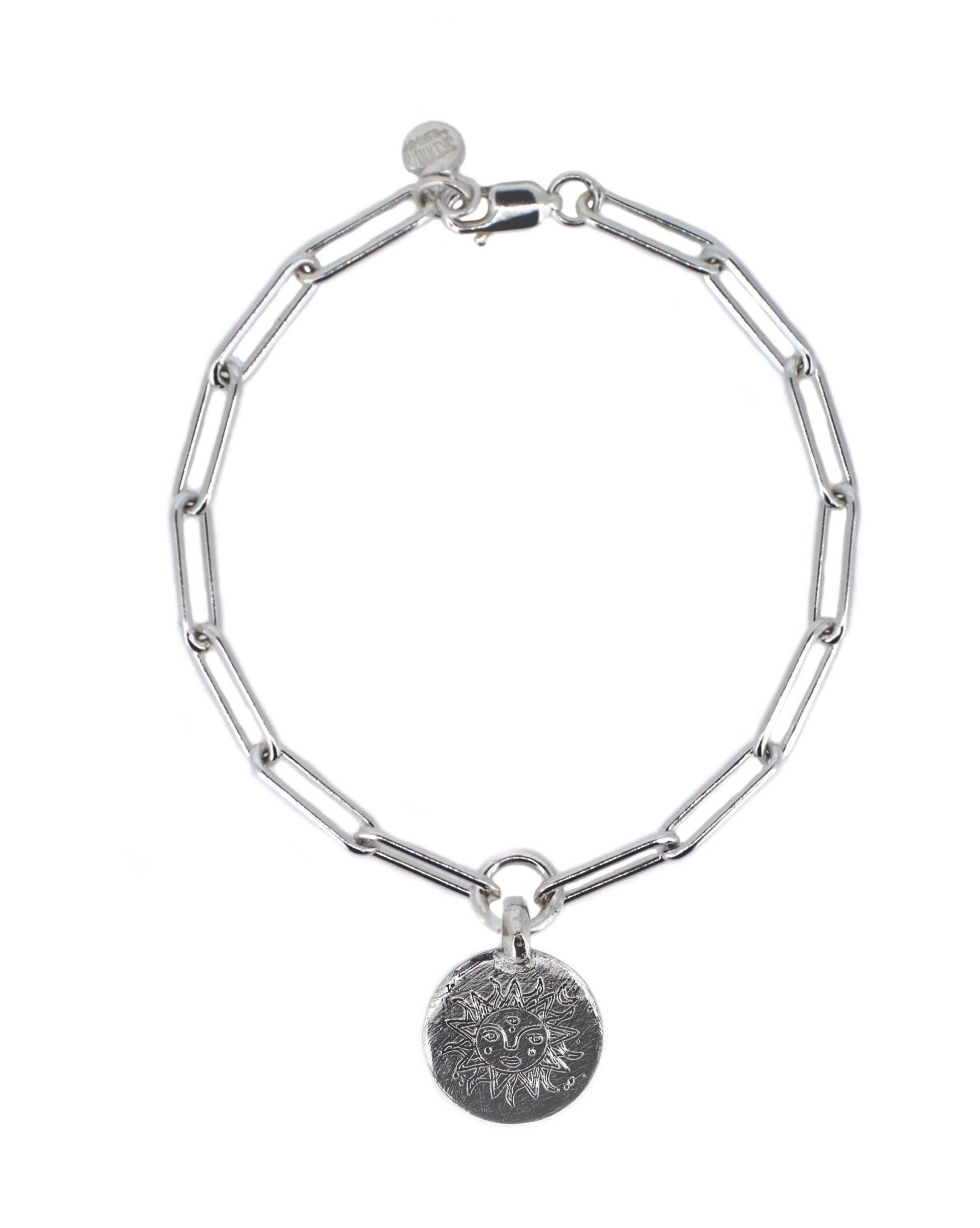 Sterling Silver Solstice Charm Trace Chain Bracelet