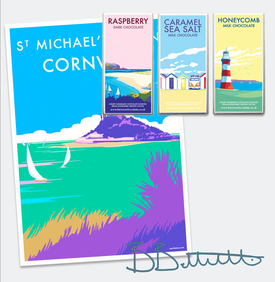 St Michaels Mount Vintage Seaside Print